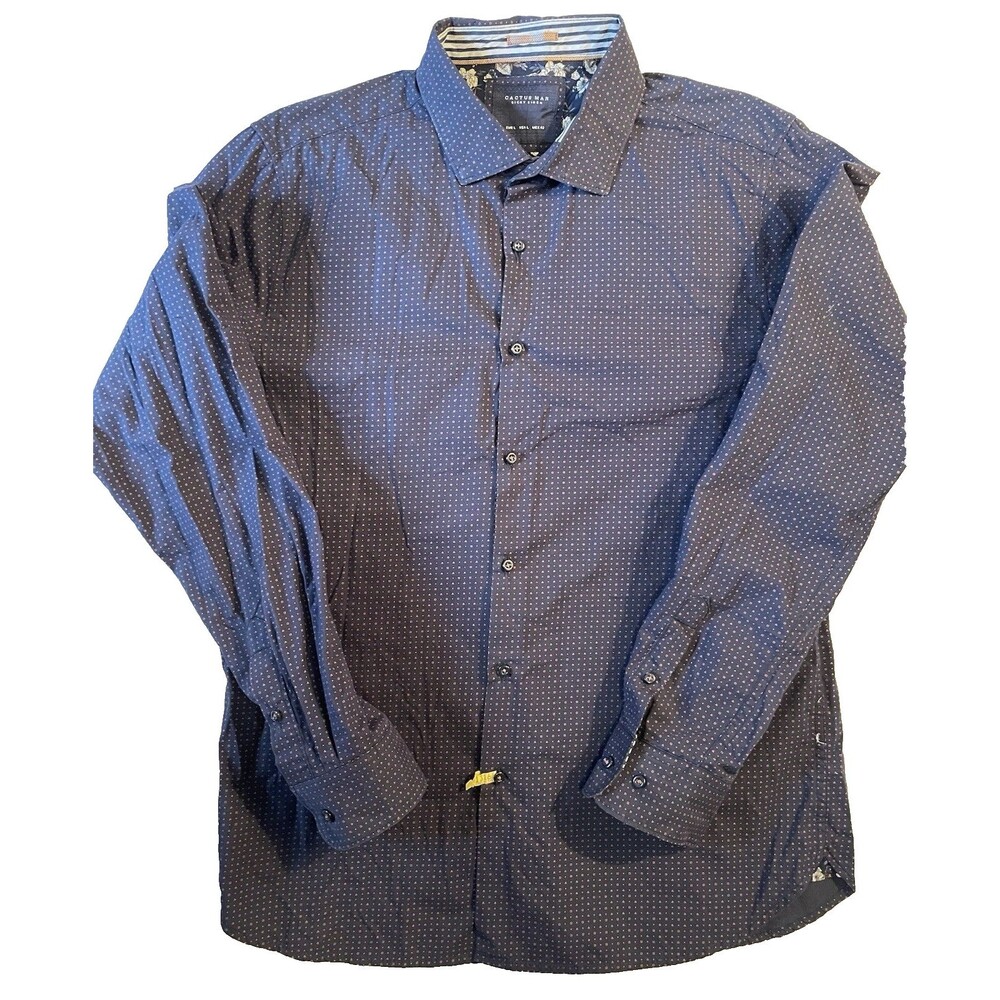 Ricky Singh Cactus Man Shirt Men’s Size Large Blue Print Long Sleeve